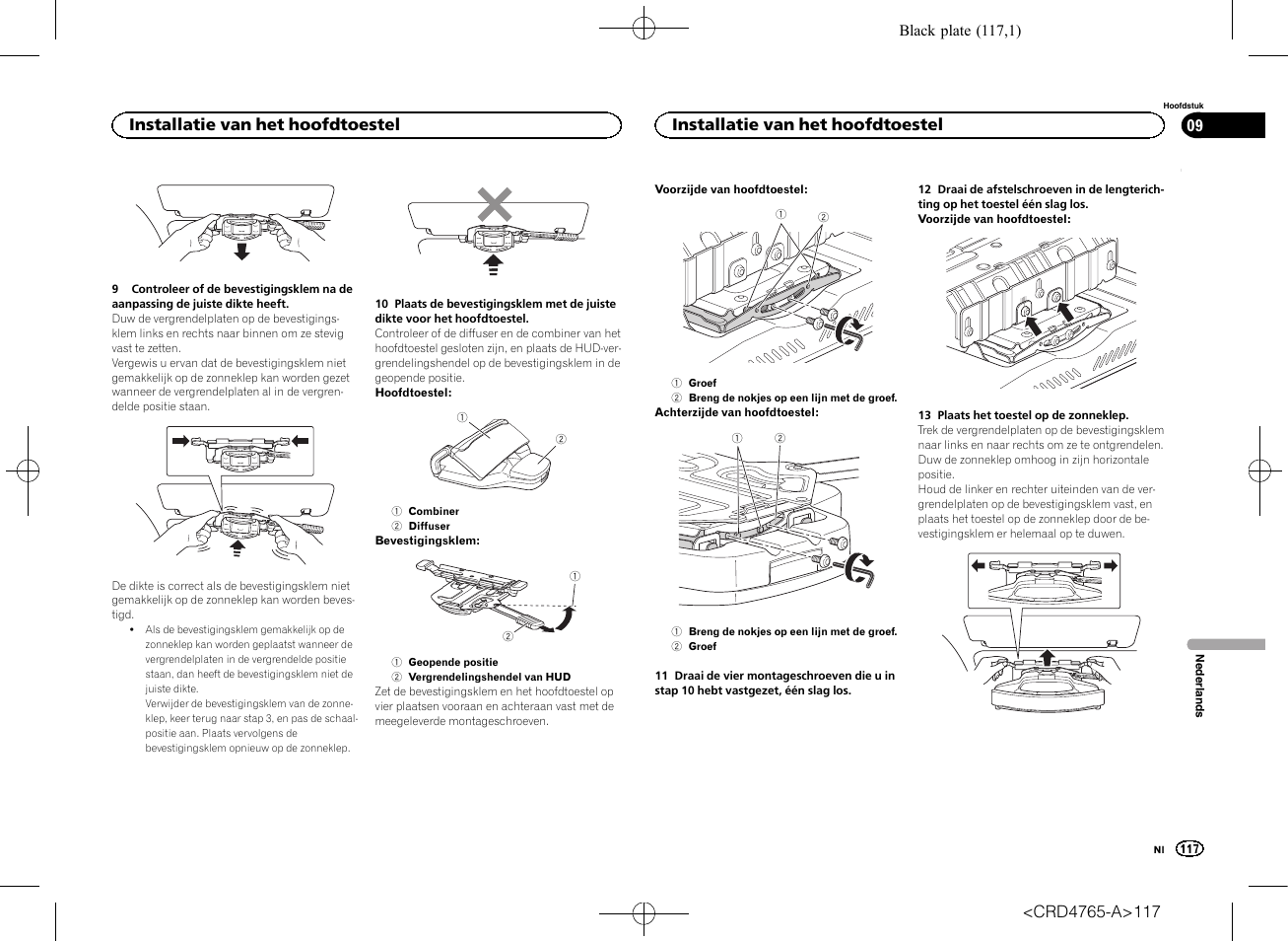 Installatie van het hoofdtoestel | Pioneer SPX-HUD01 User Manual | Page 117 / 148