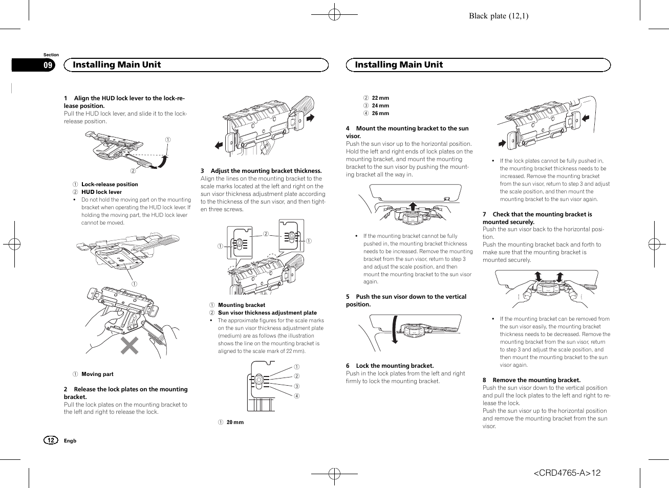 Installing main unit | Pioneer SPX-HUD01 User Manual | Page 12 / 148
