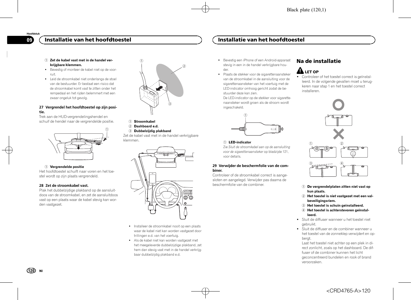 Na de installatie, Installatie van het hoofdtoestel | Pioneer SPX-HUD01 User Manual | Page 120 / 148