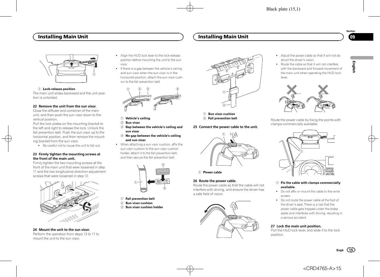 Installing main unit | Pioneer SPX-HUD01 User Manual | Page 15 / 148