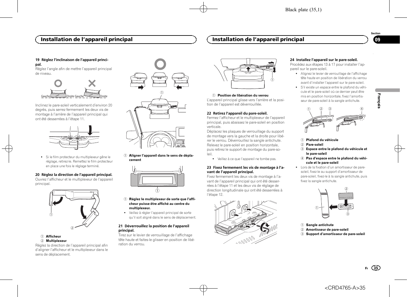 Installation de l ’appareil principal | Pioneer SPX-HUD01 User Manual | Page 35 / 148