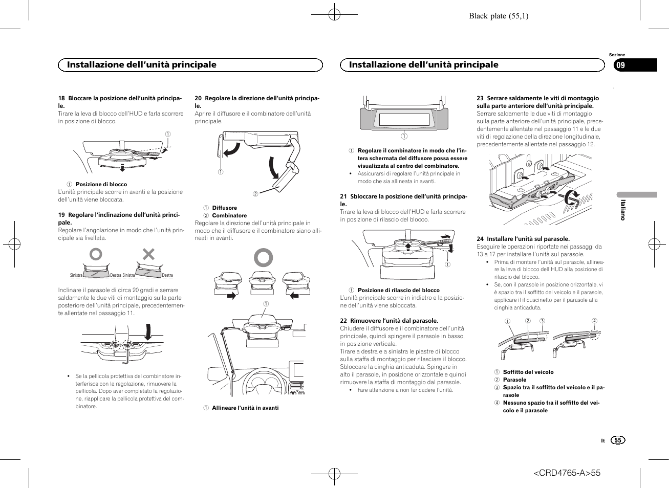 Installazione dell ’unità principale | Pioneer SPX-HUD01 User Manual | Page 55 / 148