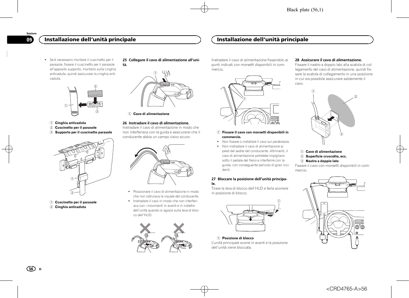 Installazione dell ’unità principale | Pioneer SPX-HUD01 User Manual | Page 56 / 148