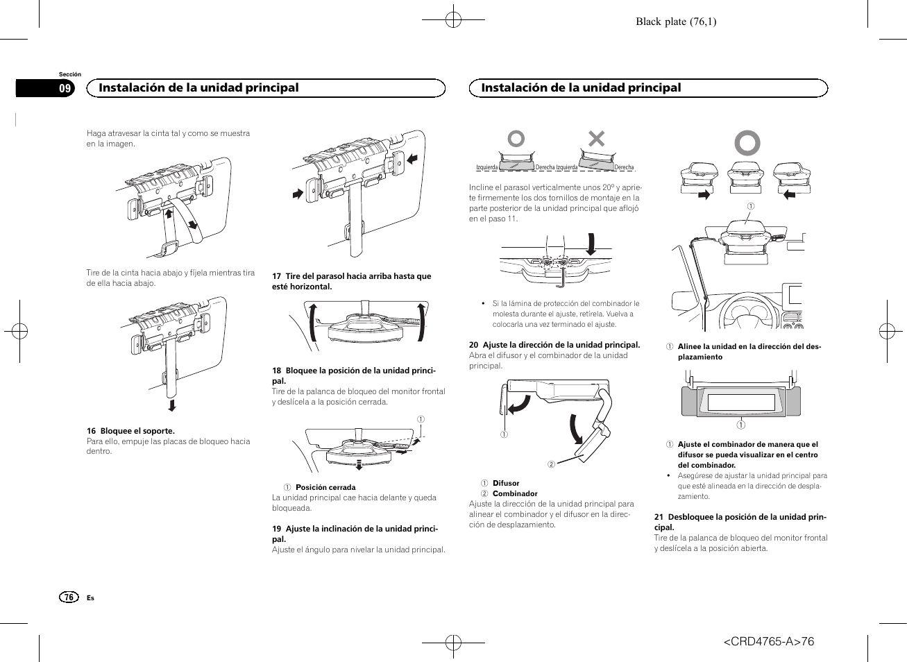Instalación de la unidad principal | Pioneer SPX-HUD01 User Manual | Page 76 / 148
