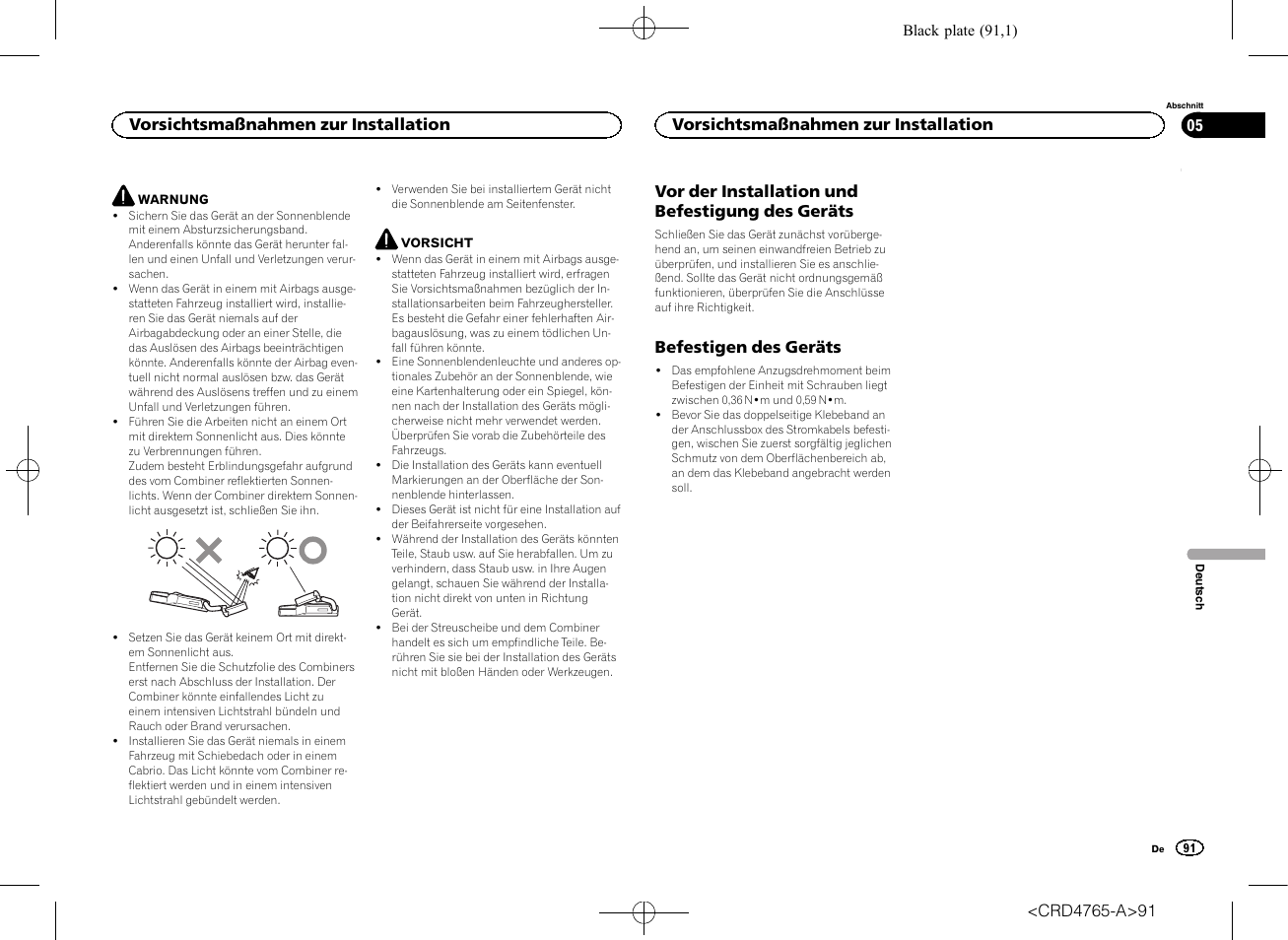 Geräts, Befestigen des geräts | Pioneer SPX-HUD01 User Manual | Page 91 / 148