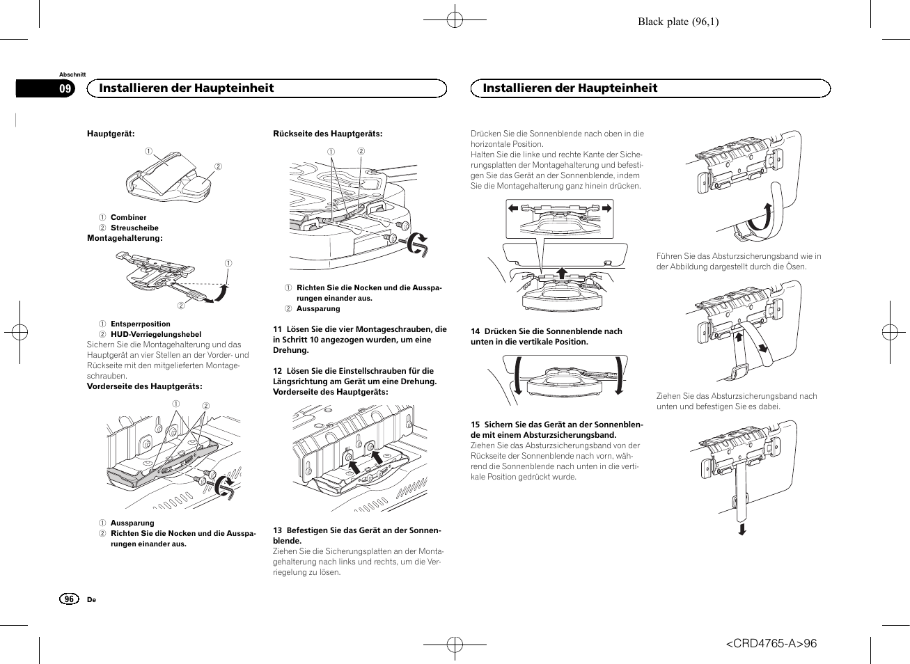 Installieren der haupteinheit | Pioneer SPX-HUD01 User Manual | Page 96 / 148