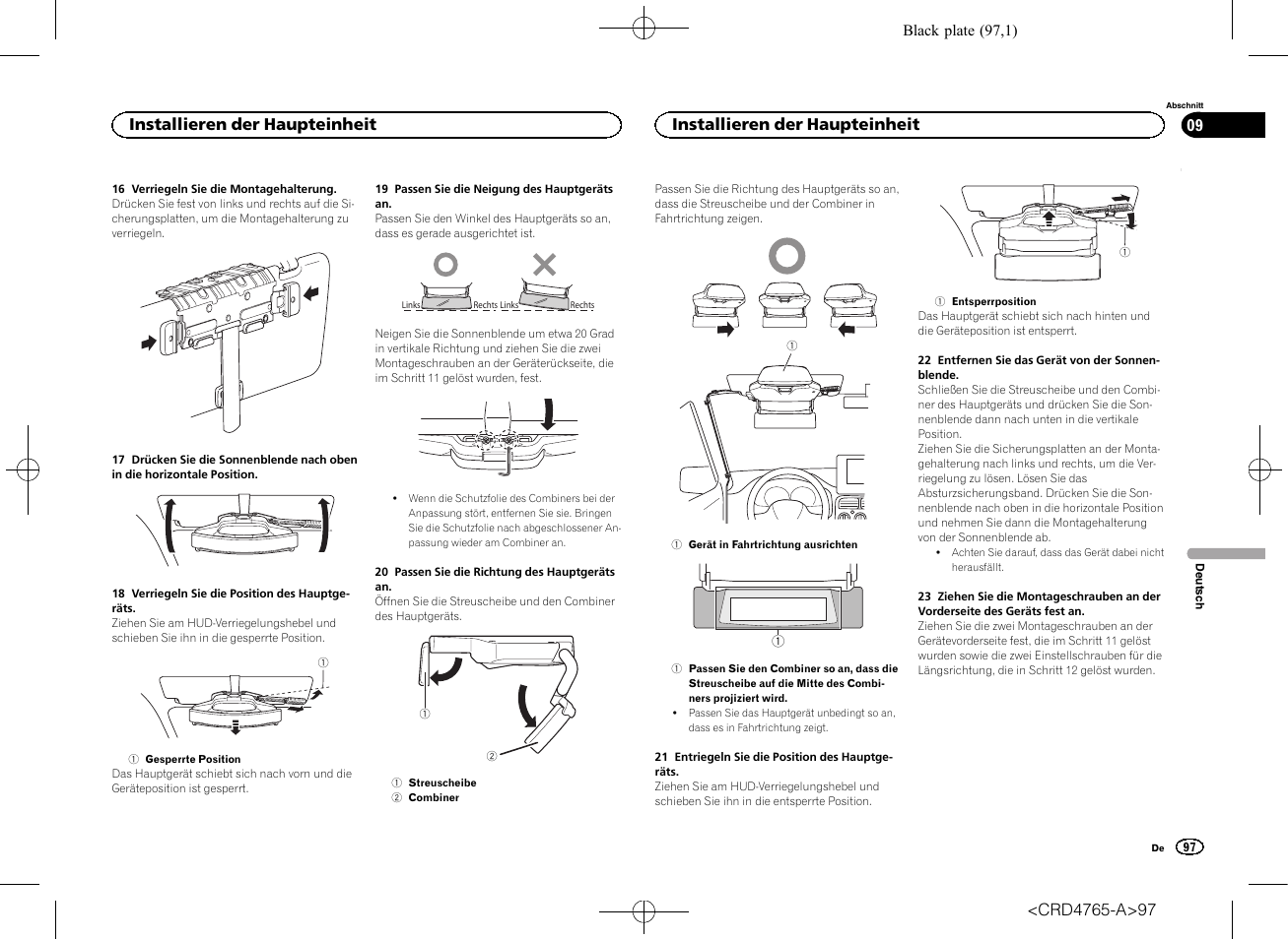 Installieren der haupteinheit | Pioneer SPX-HUD01 User Manual | Page 97 / 148