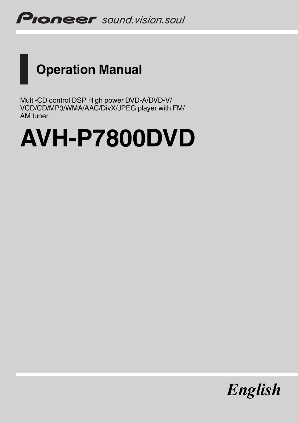 Pioneer AVH-P7800DVD User Manual | 131 pages