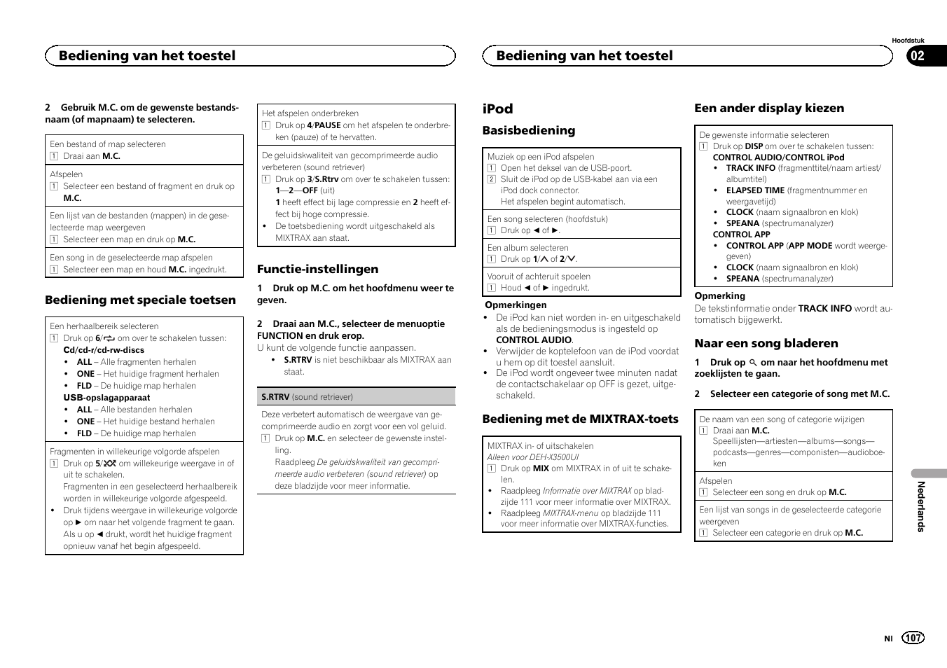 Ipod, Bediening van het toestel | Pioneer DEH-X3500UI User Manual | Page 107 / 144