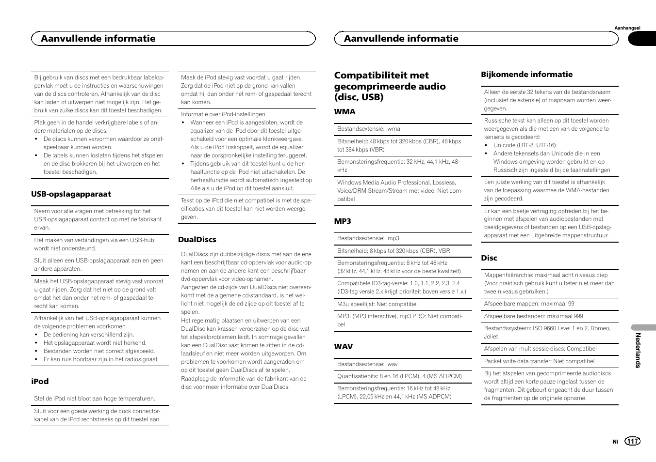 Aanvullende informatie | Pioneer DEH-X3500UI User Manual | Page 117 / 144