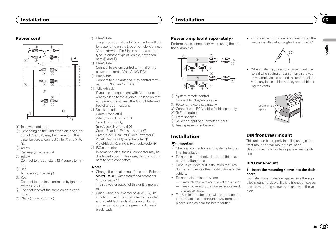 Installation | Pioneer DEH-X3500UI User Manual | Page 13 / 144
