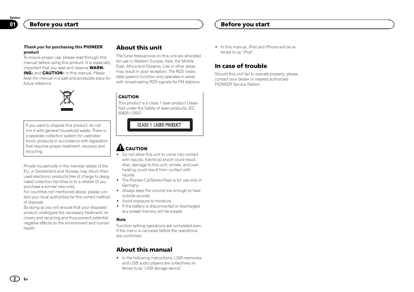 English | Pioneer DEH-X3500UI User Manual | Page 2 / 144