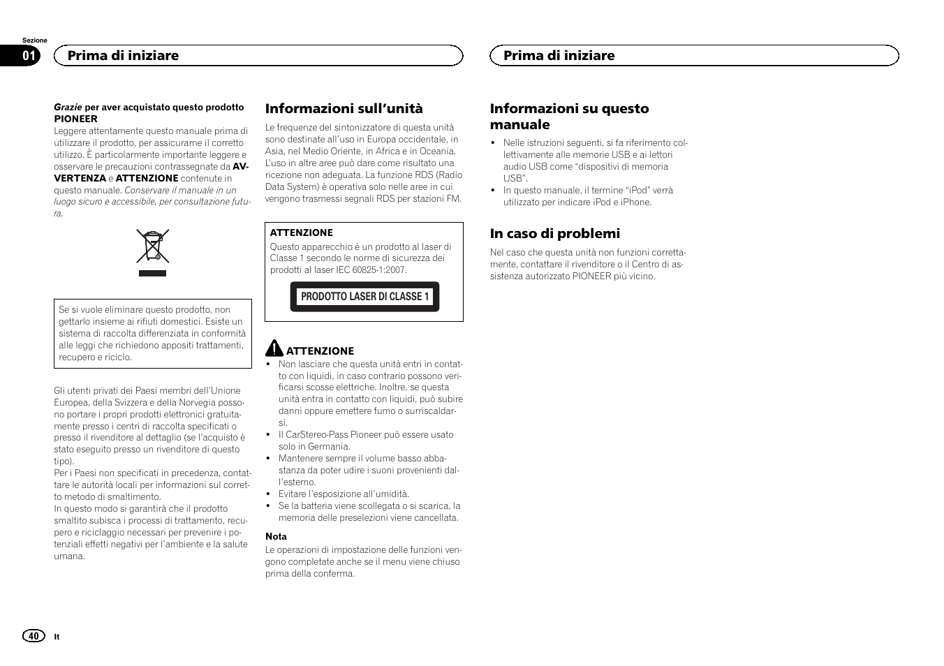 Italiano | Pioneer DEH-X3500UI User Manual | Page 40 / 144