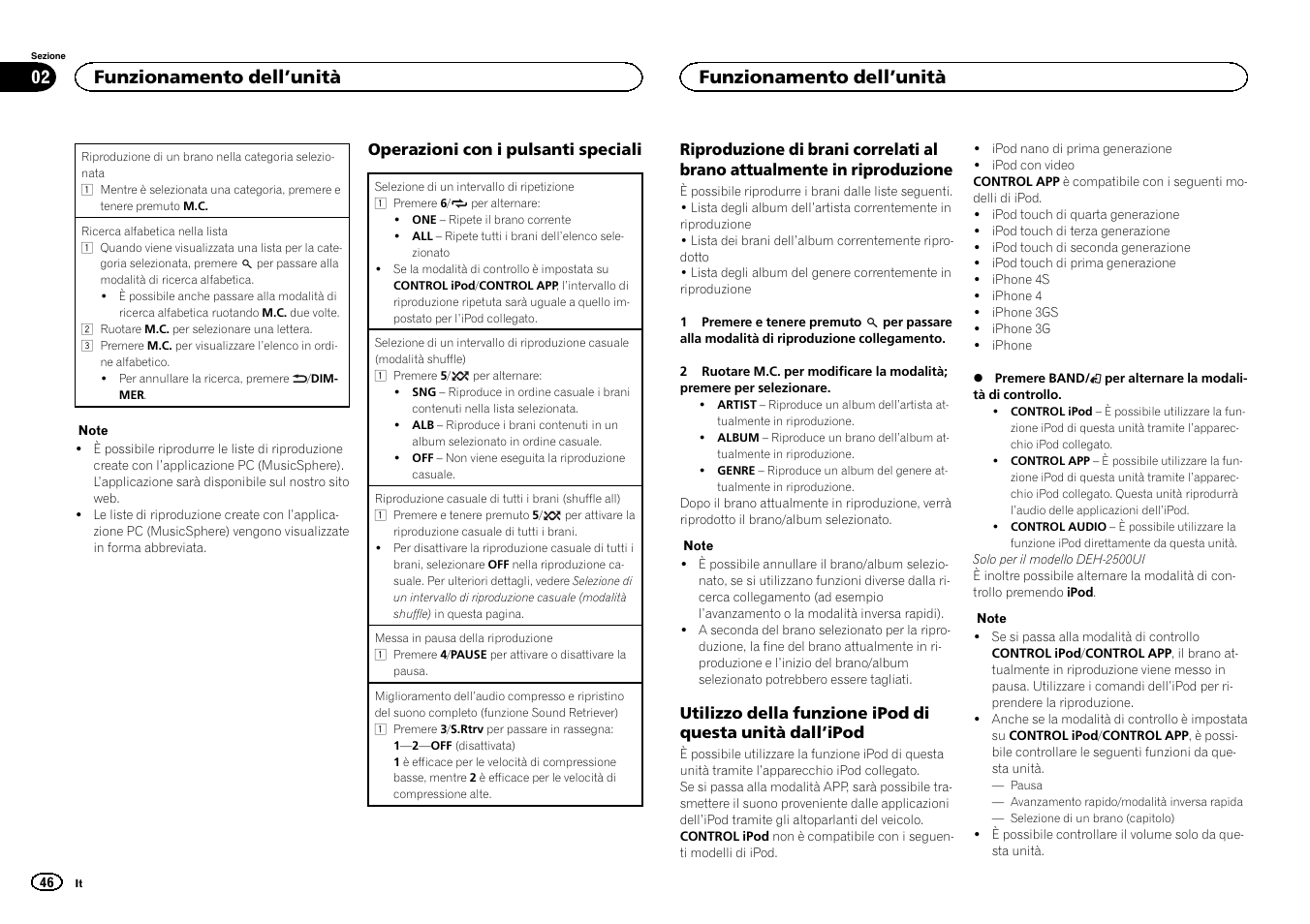 Funzionamento dell ’unità | Pioneer DEH-X3500UI User Manual | Page 46 / 144