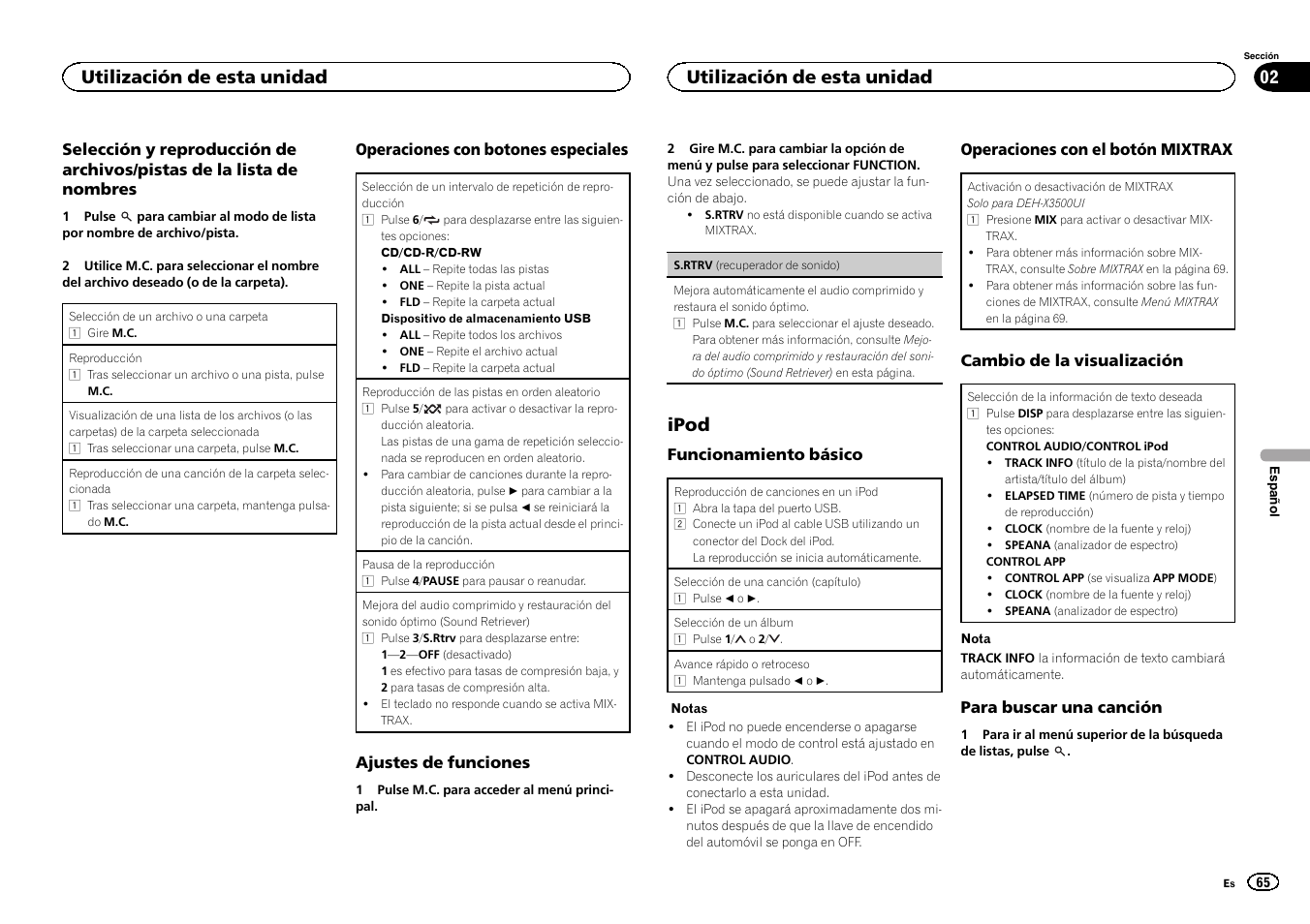 Ipod, Utilización de esta unidad | Pioneer DEH-X3500UI User Manual | Page 65 / 144