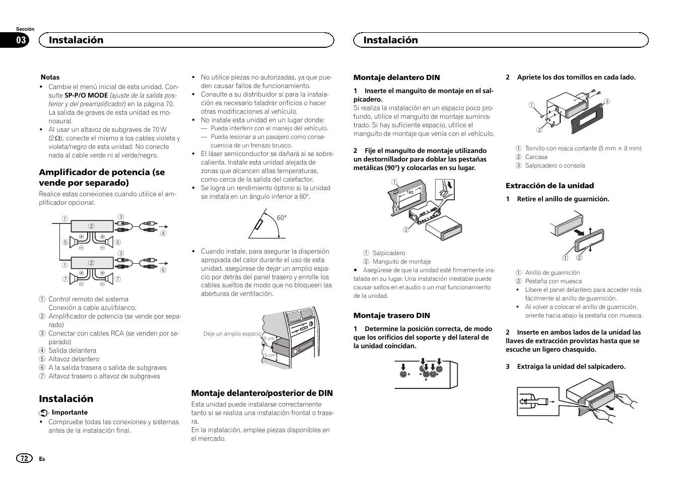 Instalación | Pioneer DEH-X3500UI User Manual | Page 72 / 144