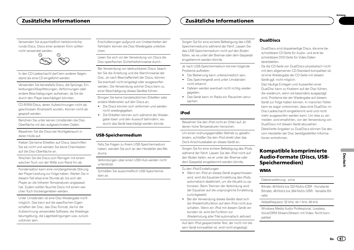 Zusätzliche informationen | Pioneer DEH-X3500UI User Manual | Page 97 / 144