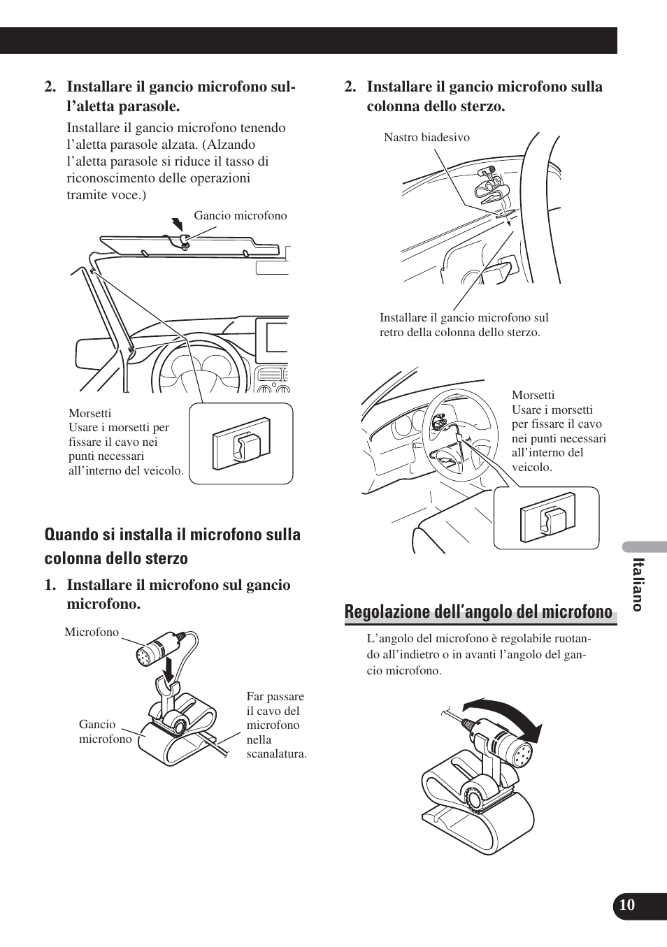 Regolazione dell’angolo del microfono | Pioneer DEH-P800BT User Manual | Page 51 / 72