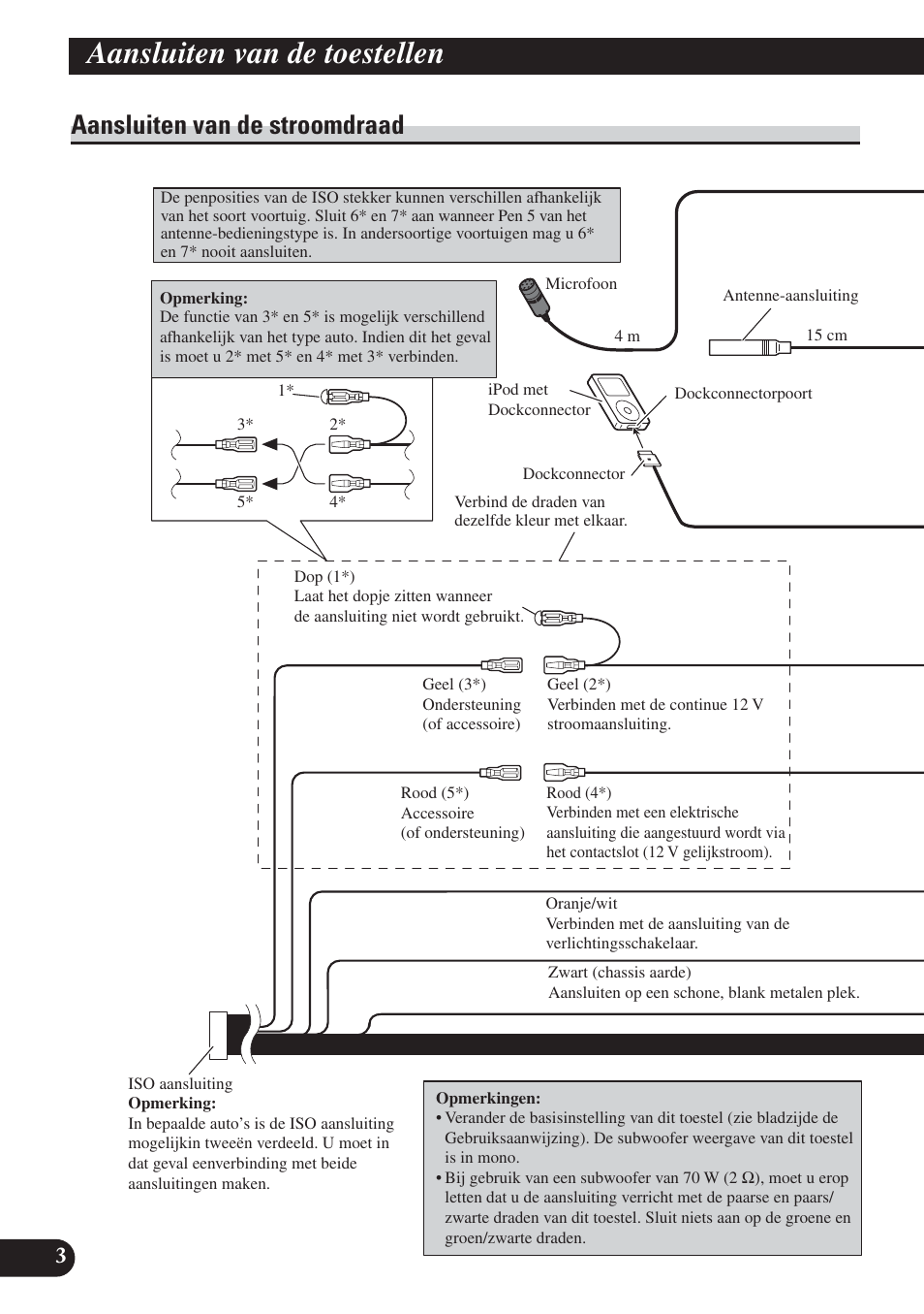 Aansluiten van de stroomdraad, Aansluiten van de toestellen | Pioneer DEH-P800BT User Manual | Page 54 / 72