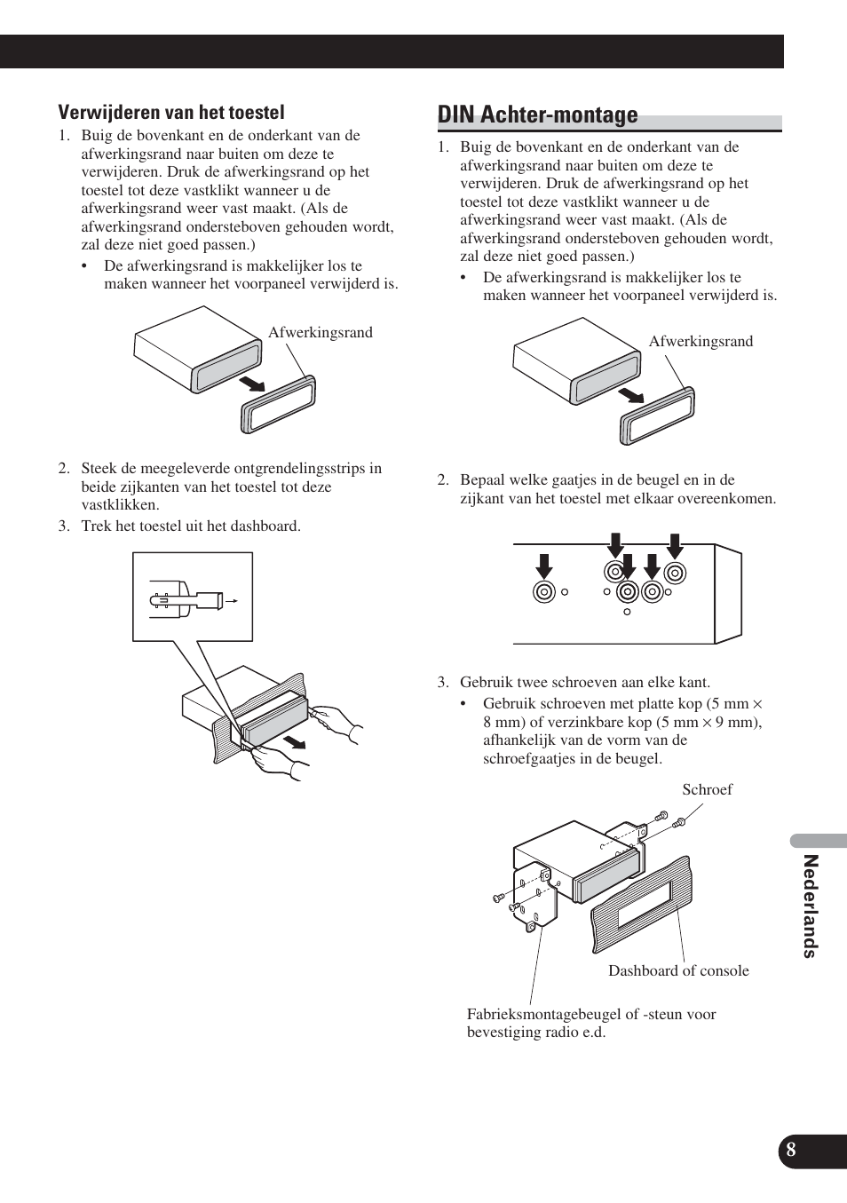 Din achter-montage | Pioneer DEH-P800BT User Manual | Page 59 / 72