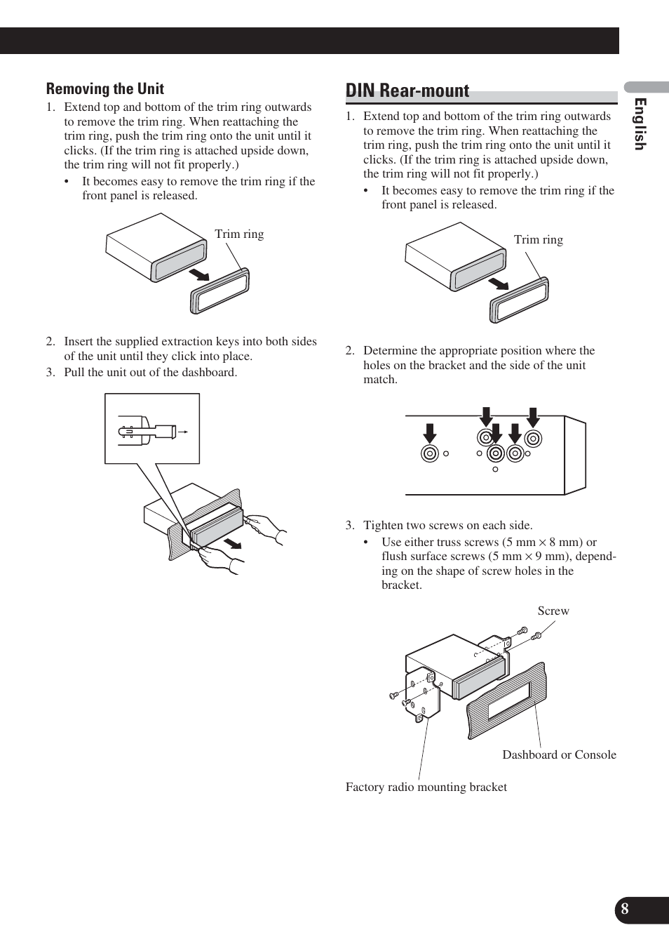 Din rear-mount | Pioneer DEH-P800BT User Manual | Page 9 / 72