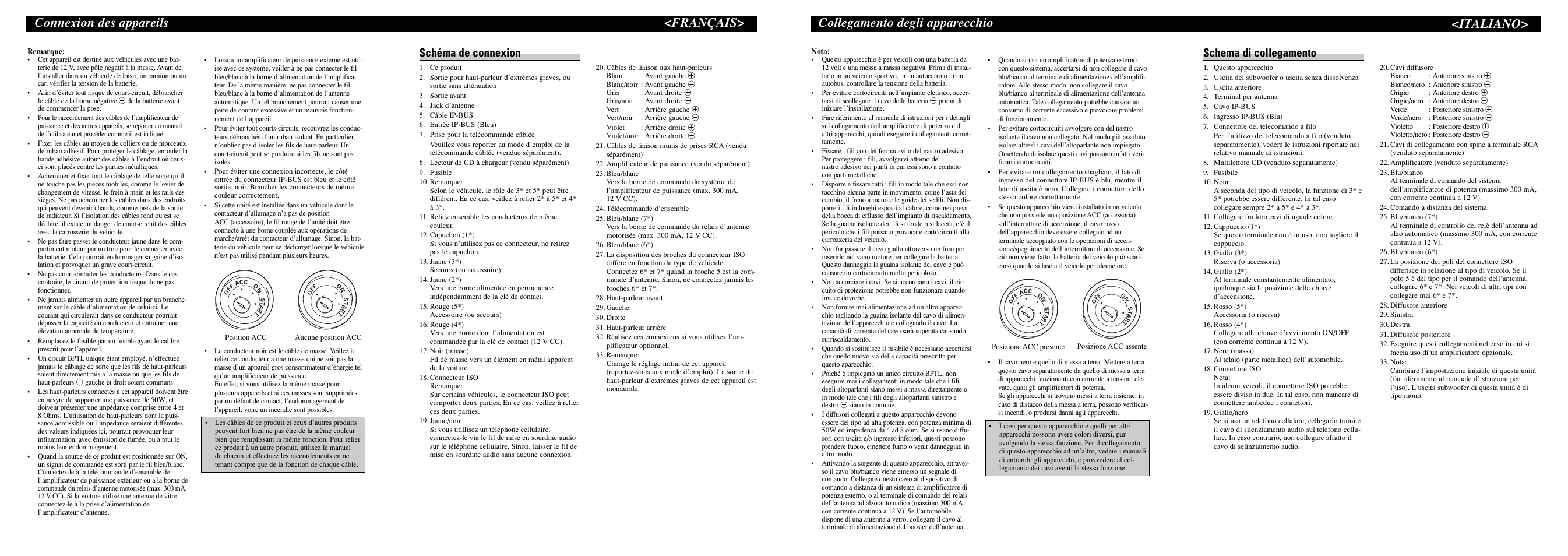 Français> connexion des appareils, Collegamento degli apparecchio, Italiano | Schéma de connexion, Schema di collegamento | Pioneer DEH-P5800MP User Manual | Page 7 / 8