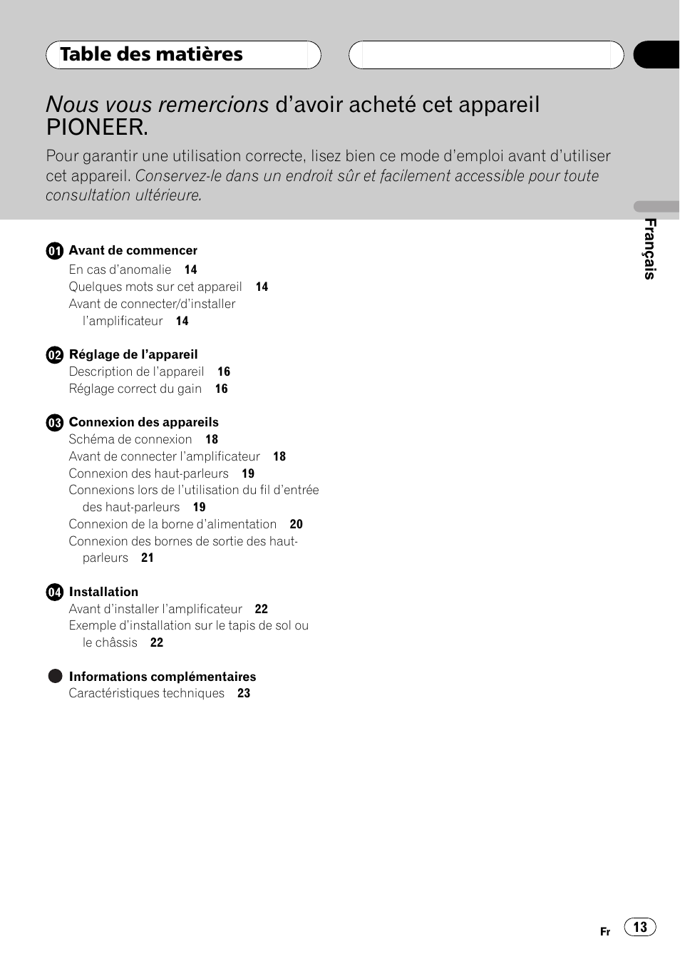 Pioneer GM-D7500M User Manual | Page 13 / 84