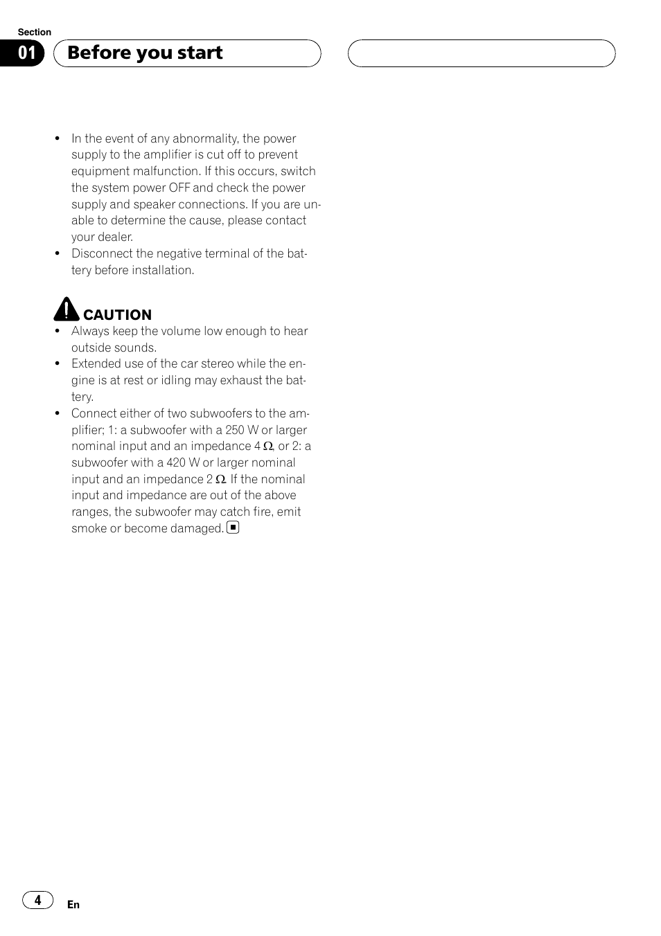 Before you start | Pioneer GM-D7500M User Manual | Page 4 / 84