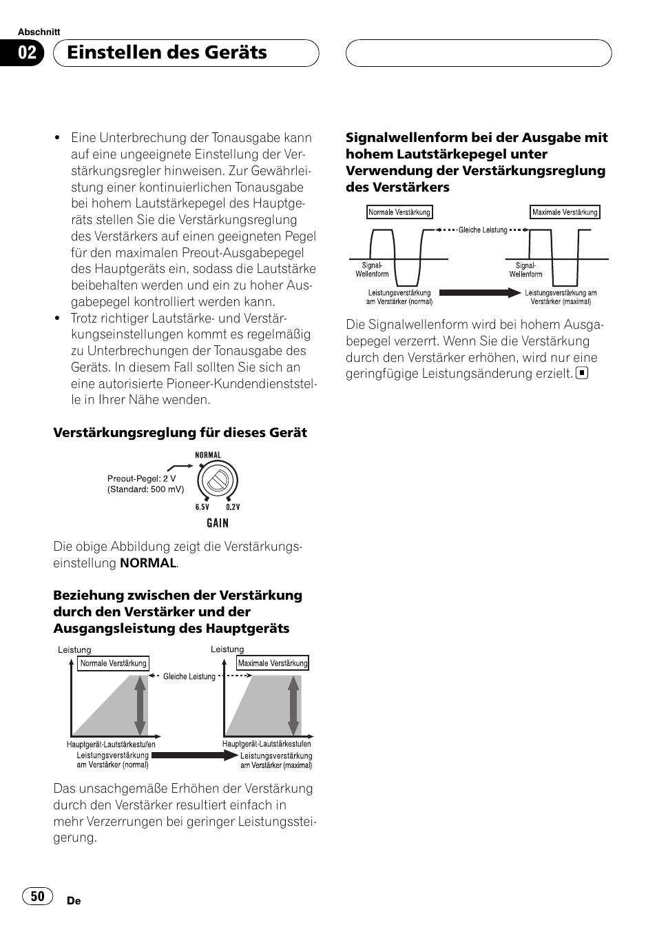 Einstellen des geräts | Pioneer GM-D7500M User Manual | Page 50 / 84