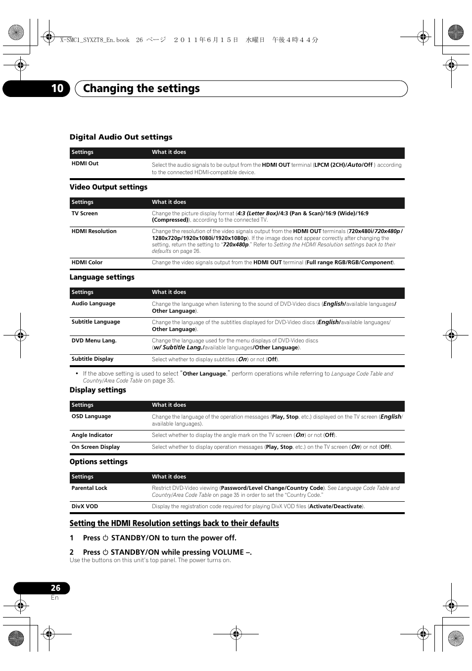 Changing the settings 10 | Pioneer X-SMC1-K User Manual | Page 26 / 116