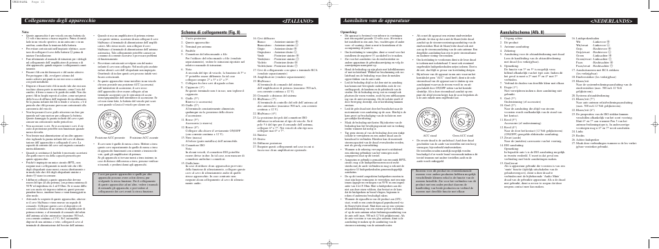 Collegamento degli apparecchio, Italiano, Nederlands> aansluiten van de apparatuur | Schema di collegamento (fig. 8), Aansluitschema (afb. 8) | Pioneer DEH-4700MP User Manual | Page 6 / 6