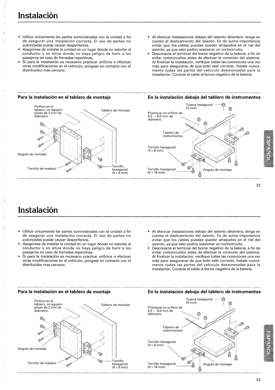 Instalación | Pioneer CD-625 User Manual | Page 23 / 32