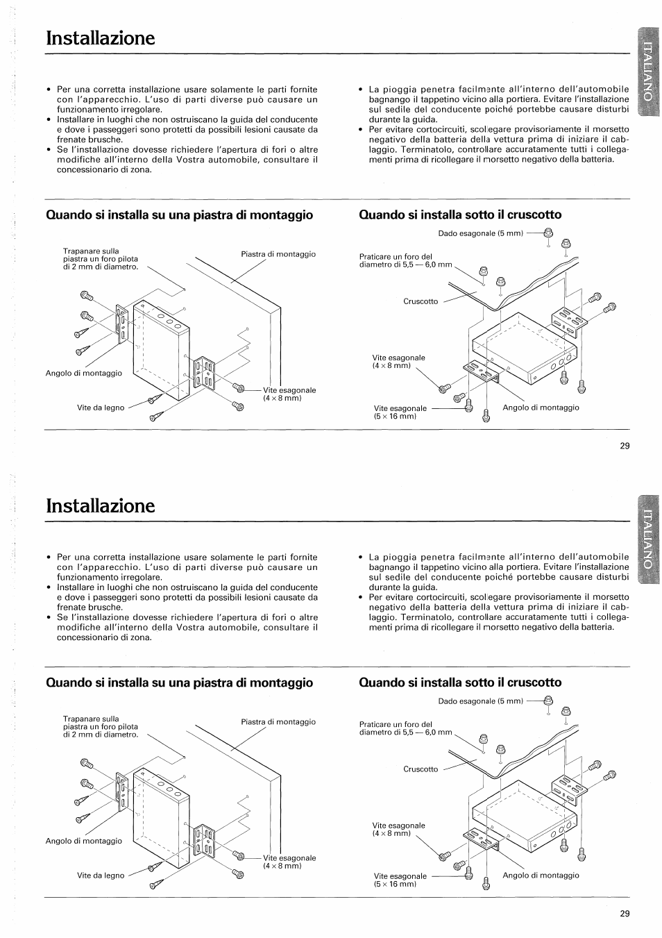 Installazione | Pioneer CD-625 User Manual | Page 29 / 32