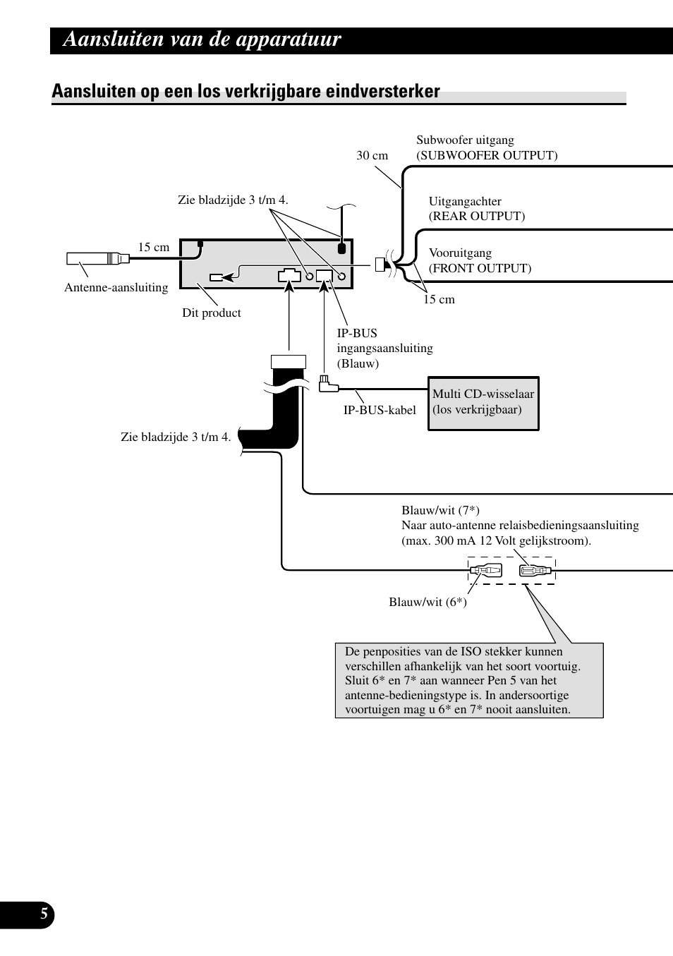 Aansluiten op een los verkrijgbare, Eindversterker, Aansluiten van de apparatuur | Aansluiten op een los verkrijgbare eindversterker | Pioneer DEH-P9800BT User Manual | Page 66 / 86