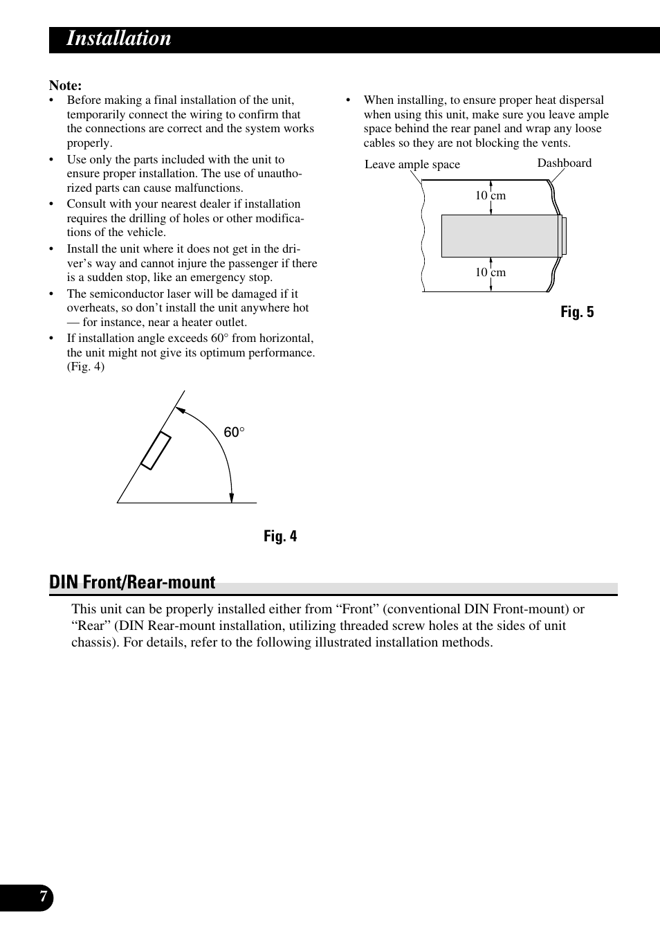 Installation, Din front/rear-mount, A title (english) | Pioneer DEH-P9800BT User Manual | Page 8 / 86