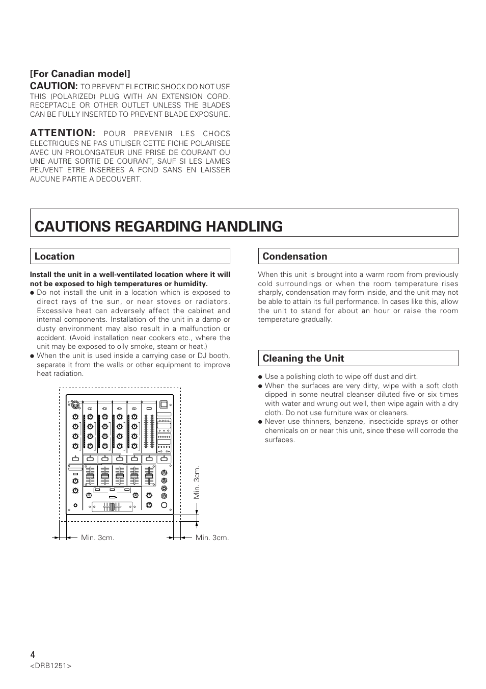 Cautions regarding handling | Pioneer DJM-600 User Manual | Page 4 / 28