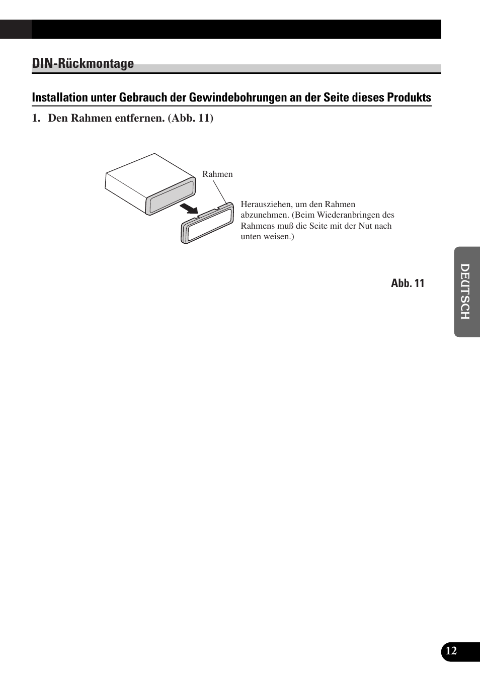 Din-rückmontage | Pioneer AVX-P7300DVD User Manual | Page 41 / 88