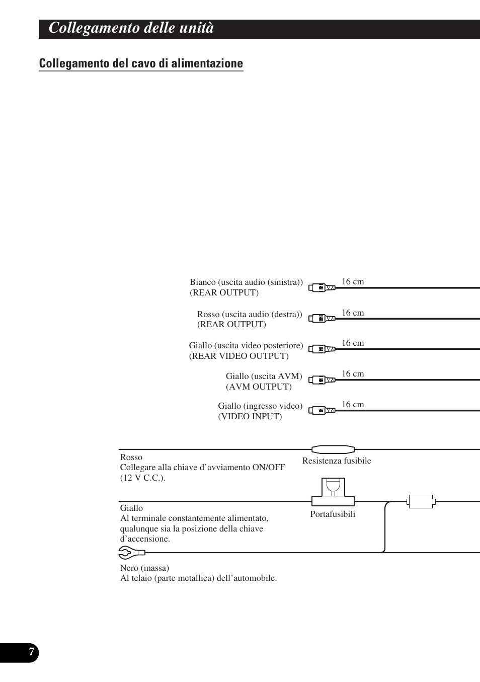 Collegamento del cavo di alimentazione, Collegamento delle unità | Pioneer AVX-P7300DVD User Manual | Page 64 / 88