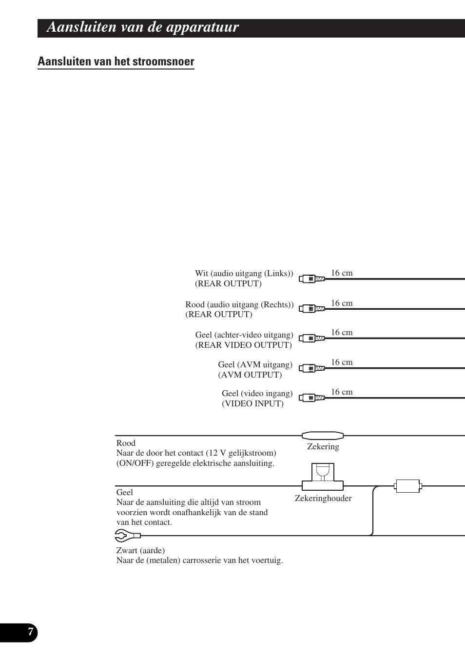 Aansluiten van het stroomsnoer, Aansluiten van de apparatuur | Pioneer AVX-P7300DVD User Manual | Page 78 / 88