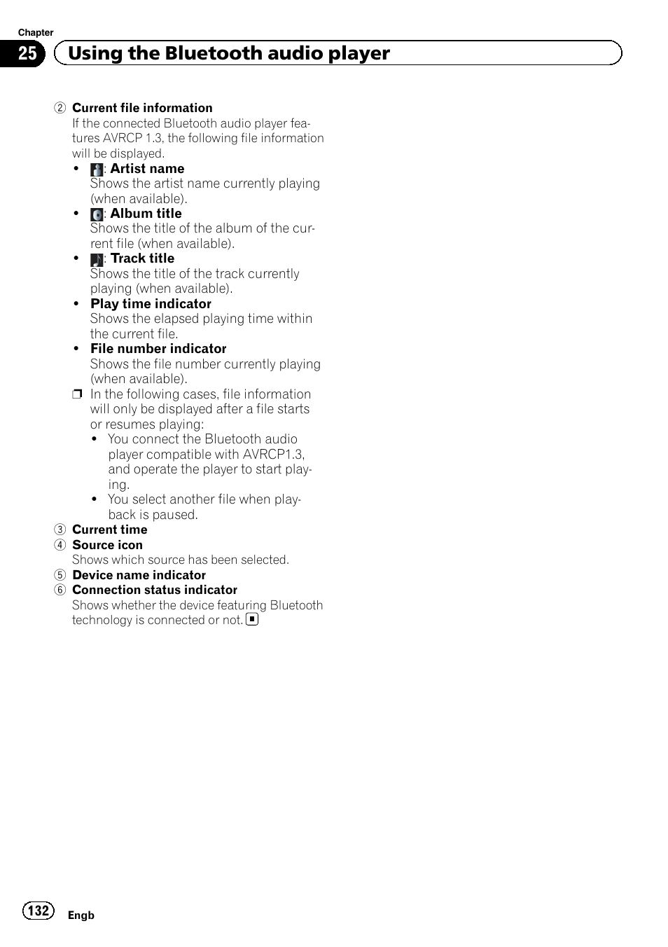 25 using the bluetooth audio player | Pioneer AVIC-F840BT User Manual | Page 132 / 220