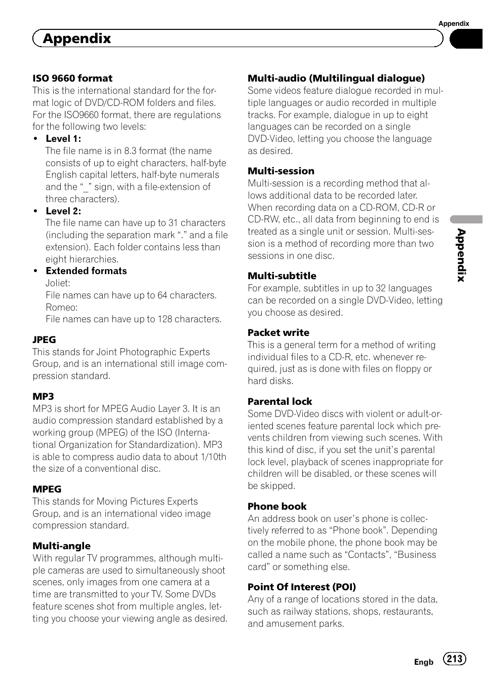Appendix | Pioneer AVIC-F840BT User Manual | Page 213 / 220