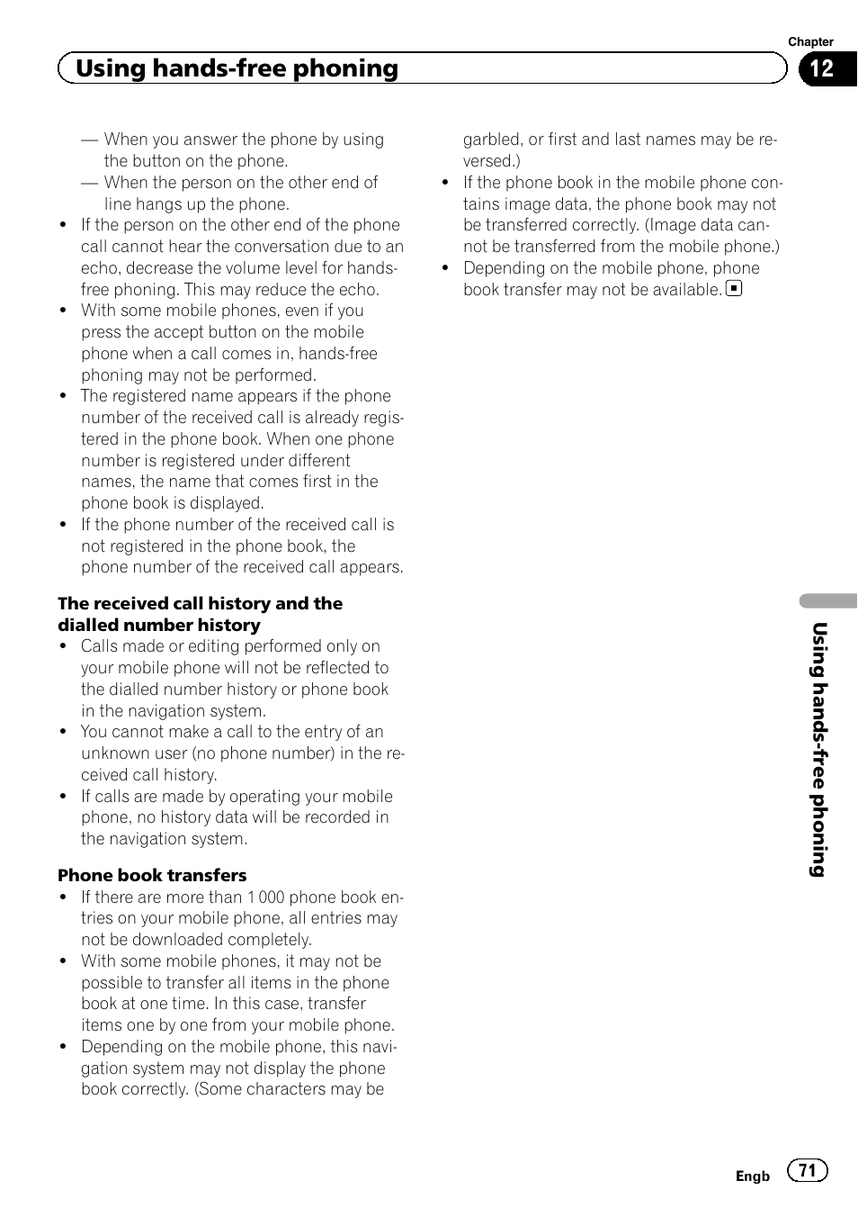 Using hands-free phoning | Pioneer AVIC-F840BT User Manual | Page 71 / 220