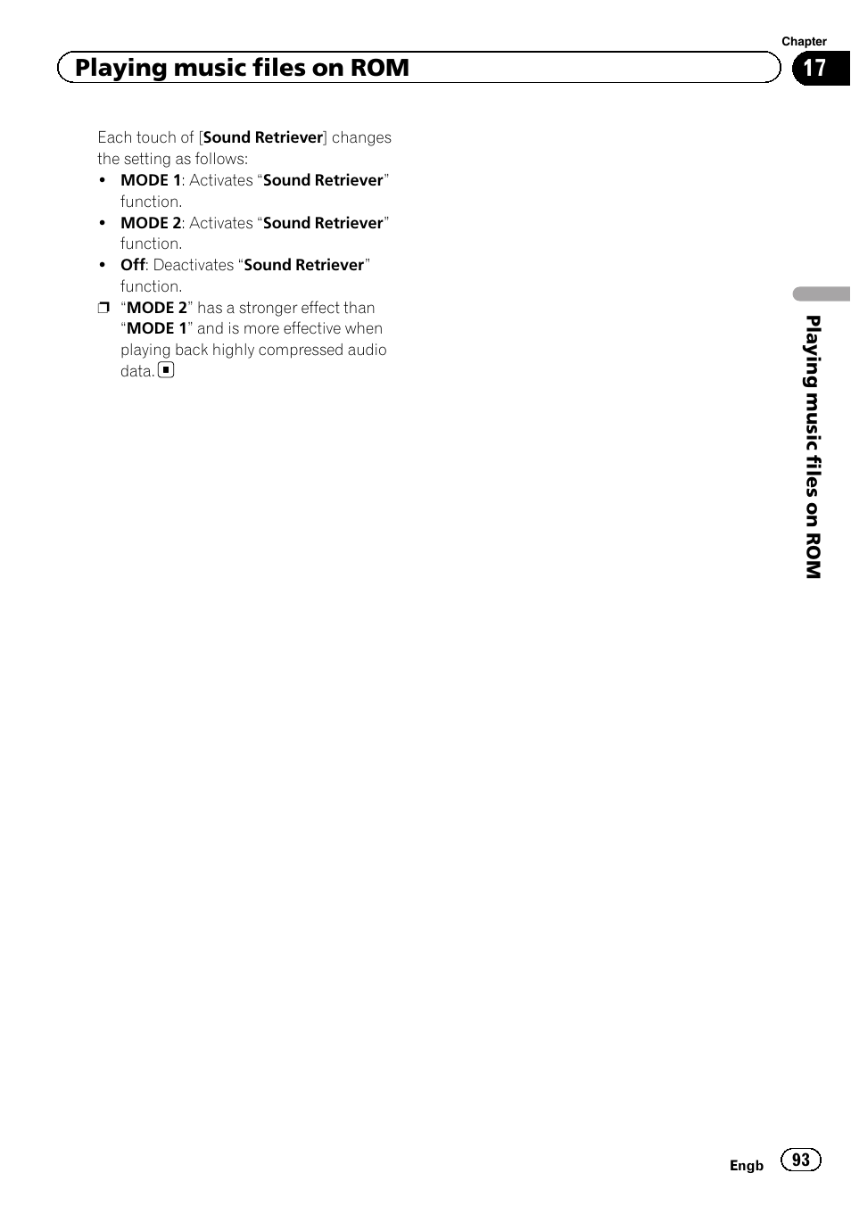 Playing music files on rom | Pioneer AVIC-F840BT User Manual | Page 93 / 220