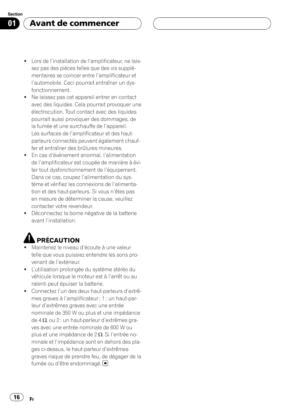 Avant de commencer | Pioneer GM-D8500M User Manual | Page 16 / 88