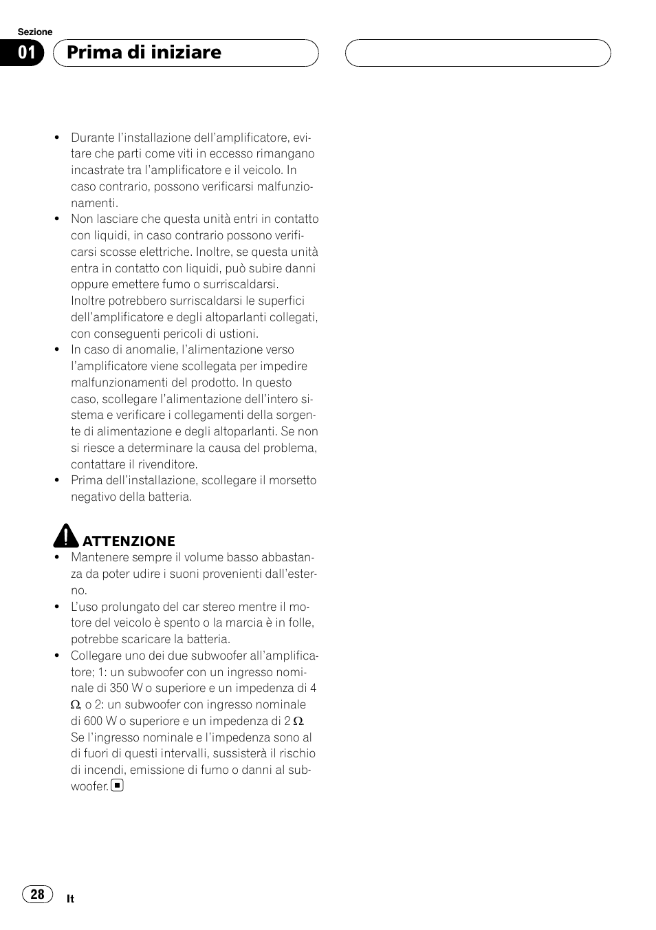 Prima di iniziare | Pioneer GM-D8500M User Manual | Page 28 / 88
