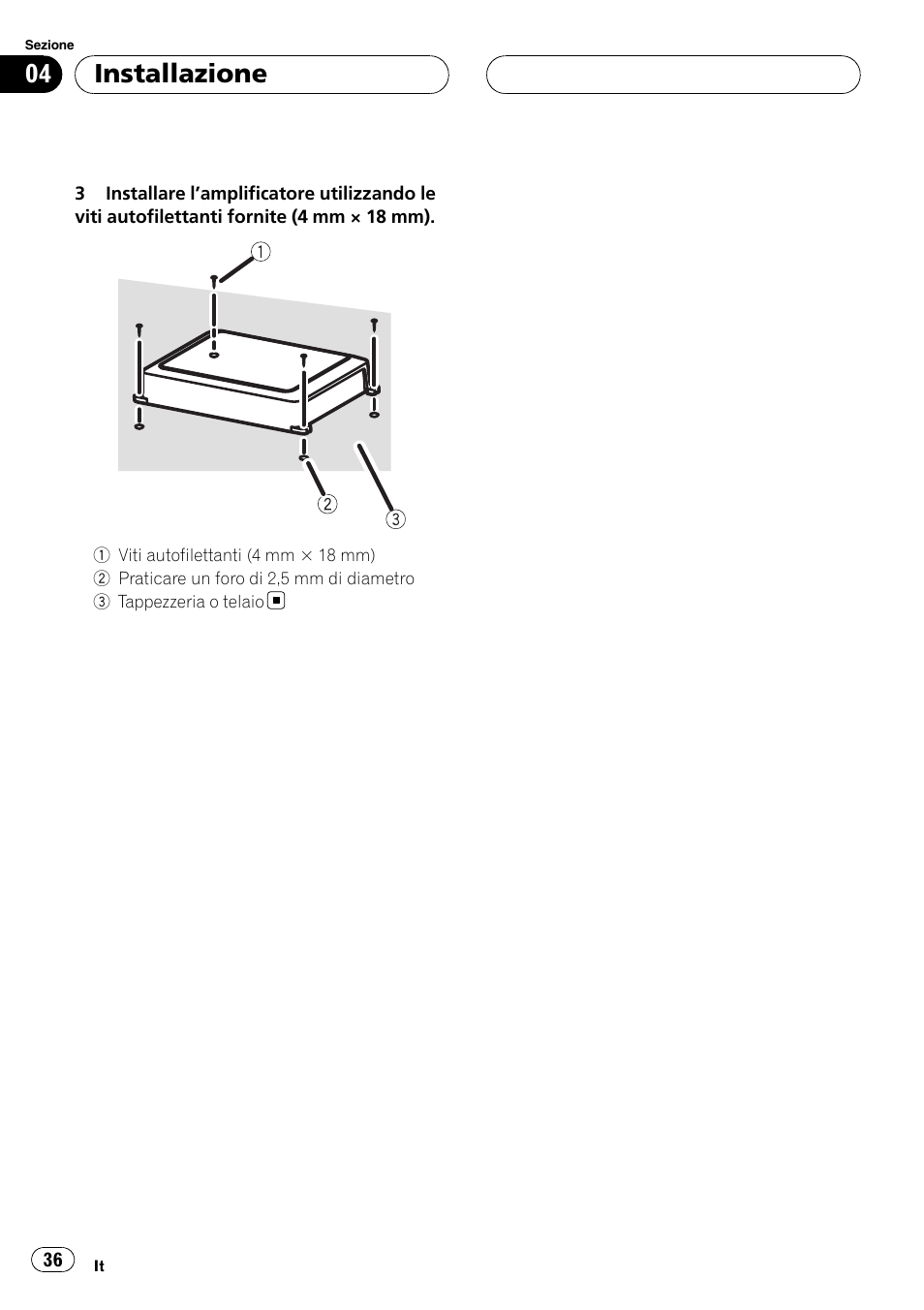 Installazione | Pioneer GM-D8500M User Manual | Page 36 / 88