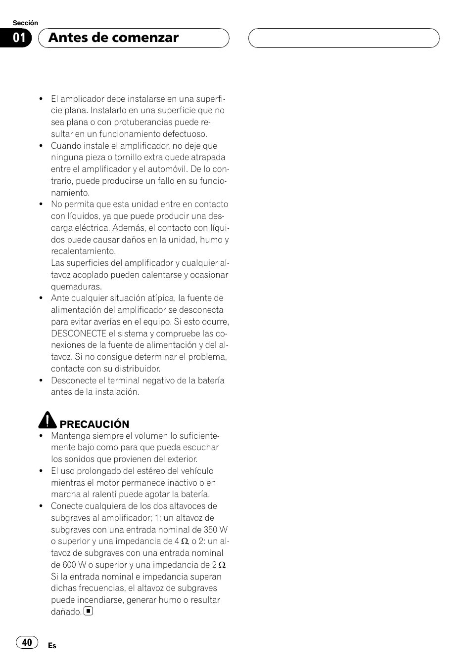 Antes de comenzar | Pioneer GM-D8500M User Manual | Page 40 / 88