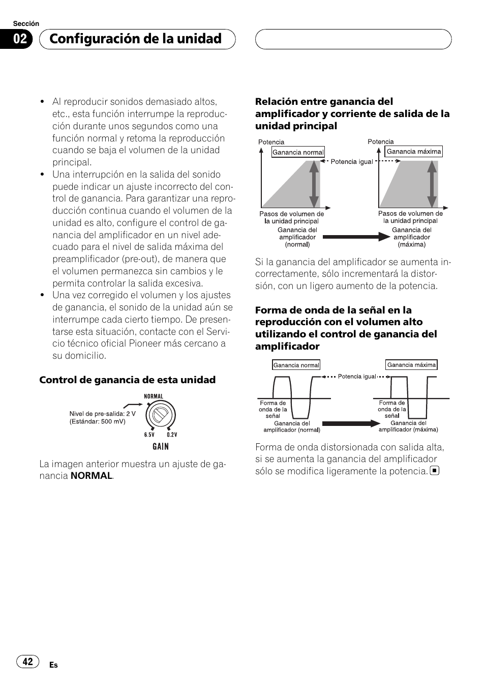 Configuración de la unidad | Pioneer GM-D8500M User Manual | Page 42 / 88