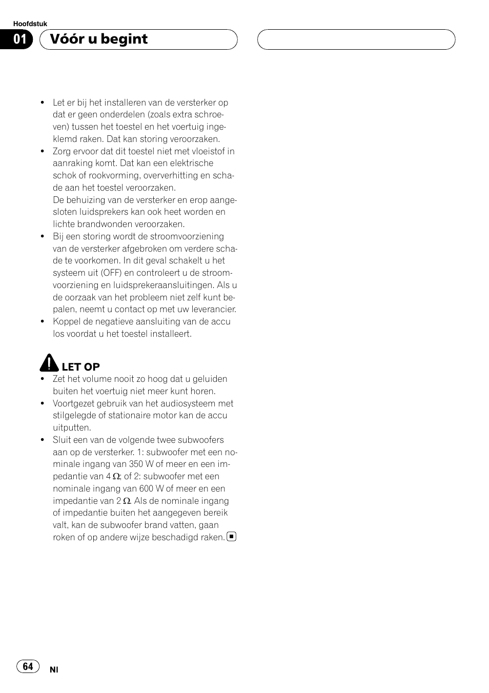 Vóór u begint | Pioneer GM-D8500M User Manual | Page 64 / 88