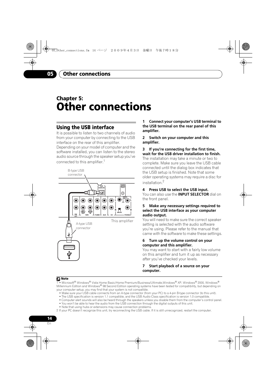 Using the usb interface, Other connections, Other connections 05 | Chapter 5 | Pioneer A-A9MK2-K User Manual | Page 14 / 128